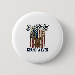 Best Buckin Grandpa Ever Deer Hunting Shirt Design 2 Inch Round Button