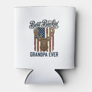 Best Buckin Grandpa Ever Deer Hunting Shirt Design Can Cooler