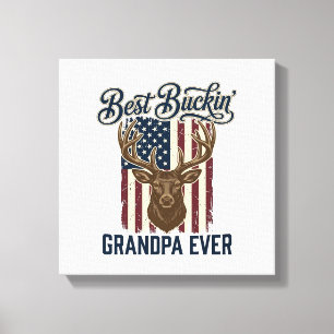 Best Buckin Grandpa Ever Deer Hunting Shirt Design Canvas Print