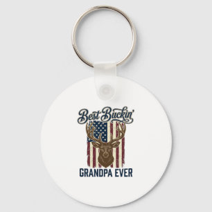 Best Buckin Grandpa Ever Deer Hunting Shirt Design Keychain