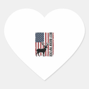 Best Buckin Pap Ever Deer Flag Vintage Vector_1 Heart Sticker