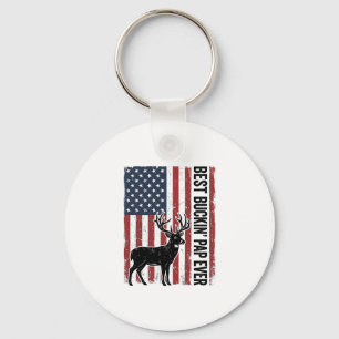 Best Buckin Pap Ever Deer Flag Vintage Vector_1 Keychain