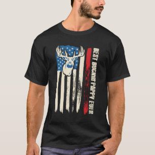Best Buckin Pappy Ever Deer Hunting American Flag T-Shirt