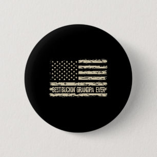 Best Bucking Grandpa Ever Camouflage Us Flag Deer 2 Inch Round Button