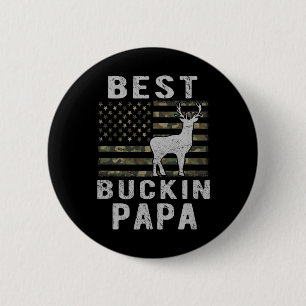Best Bucking Papa Camouflage American Flag Deer Hu 2 Inch Round Button