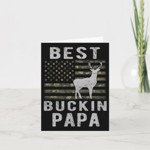 Best Bucking Papa Camouflage American Flag Deer Hu Card