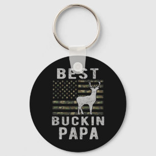 Best Bucking Papa Camouflage American Flag Deer Hu Keychain