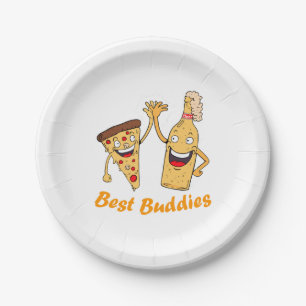 Best Buddies Pizza and Beer Paper Plate