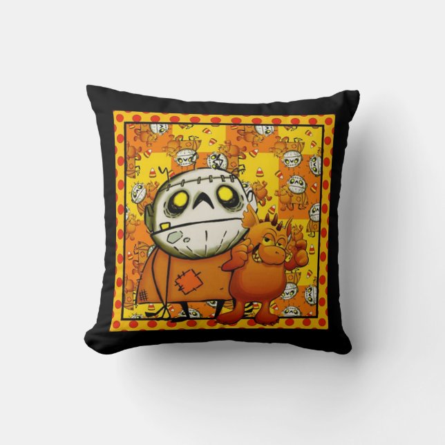 Best Buddies Trick Or Treat Throw Pillow (Front)