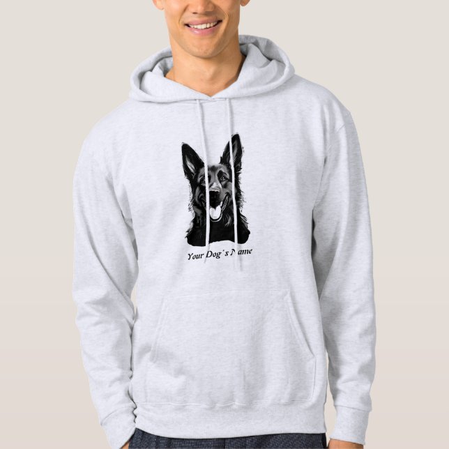 Best Buddy German Shepard B&W Silohuette Hoodie (Front)