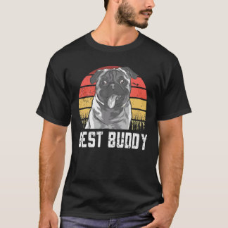 Best Buddy Pug Dog Breed Vintage Dog Lover Puppy D T-Shirt