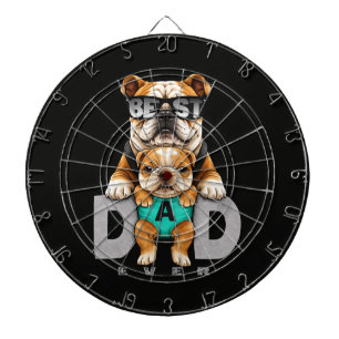 Best Bulldog Dad Ever – Cute Bulldog Father’s Day Dartboard