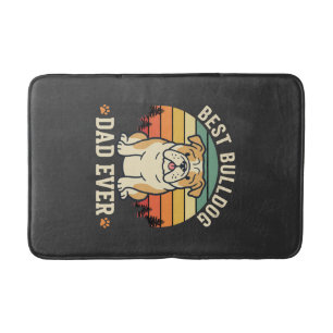 Best Bulldog Dad Ever Retro Vector Bath Mat