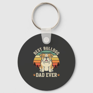 Best Bulldog Dad Ever Retro Vector Keychain