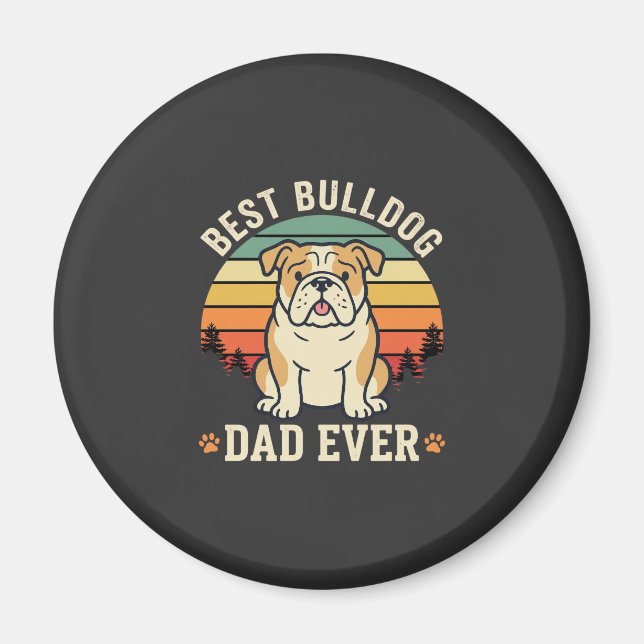 Best Bulldog Dad Ever Retro Vector Magnet (Front)