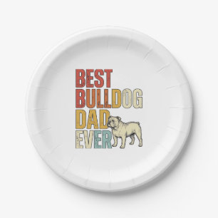 Best Bulldog Dad Ever Vintage Engraving Shirt Desi Paper Plate