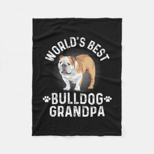 Best Bulldog Grandpa - Dog Grandfather Fleece Blanket