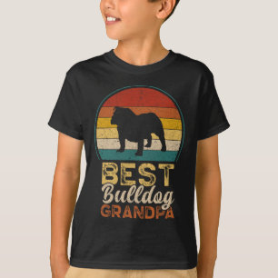 Best Bulldog Grandpa Retro Sunset Vintage  T-Shirt