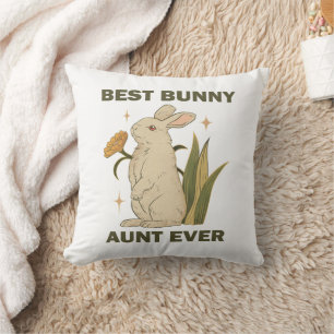 Best Bunny Aunt Ever Cute Kawaii Family Party Throw Pillow