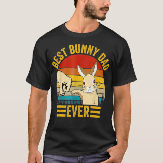 Best Bunny Dad Ever Vintage Rabbit Lover Father Pe T-Shirt