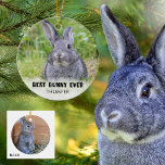 BEST BUNNY EVER Rabbit Photo Personalized Ceramic Ornament<br><div class="desc">Showcase two photos of the BEST BUNNY EVER on an ornament personalized on the front with your rabbit's name (add the year if desired). ORNAMENT STYLE CHOICES: Note not all styles include back side printing. Makes a great Christmas holiday gift, keepsake or a memorial remembrance memento. ASSISTANCE: For help with...</div>