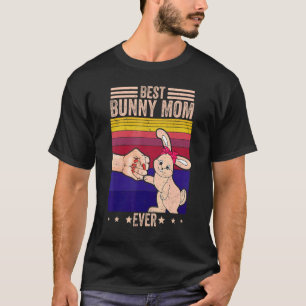 Best Bunny Mom Ever Embroidery Vintage Style Women T-Shirt