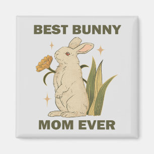Best Bunny Mom Ever Kawaii Rabbit Birthday Party Magnet