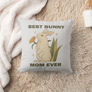 Best Bunny Mom Ever Kawaii Rabbit Birthday Party Throw Pillow