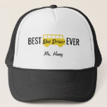 Best Bus Driver Ever Personalized Yellow Black Trucker Hat<br><div class="desc">Personalized Best Bus Driver Ever Yellow and Black School Bus Hat. Black font reads "BEST BUS DRIVER EVER". Add name to personalized. Fun yellow school bus in centre. Contact for custom designs. www.SamAnnDesigns.com</div>