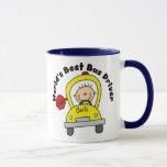 Best Bus Driver Mug<br><div class="desc">A big yellow school bus with a stick figure bus driver and text that reads "Worlds Best Bus Driver" on bus driver gifts,  T-shirts,  and other items.</div>