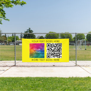 Best Business Logo QR Code Template Bright Yellow Banner