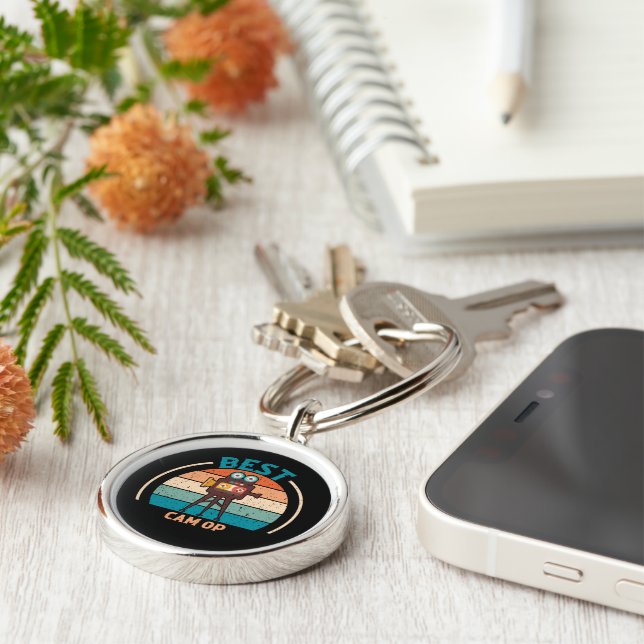 Best Cam Op - Retro Style Premium Round Keychain (Side)