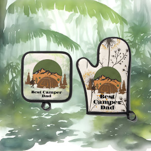 Best Camper Dad Forest Woodlands Tent Father's Day Oven Mitt & Pot Holder Set