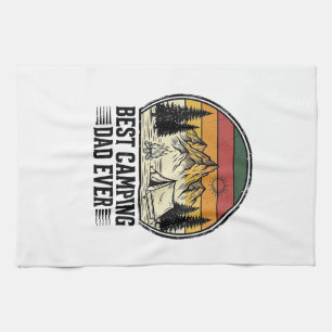 Best Camping Dad Ever Vintage Outdoor Shirt Design Kitchen Towel