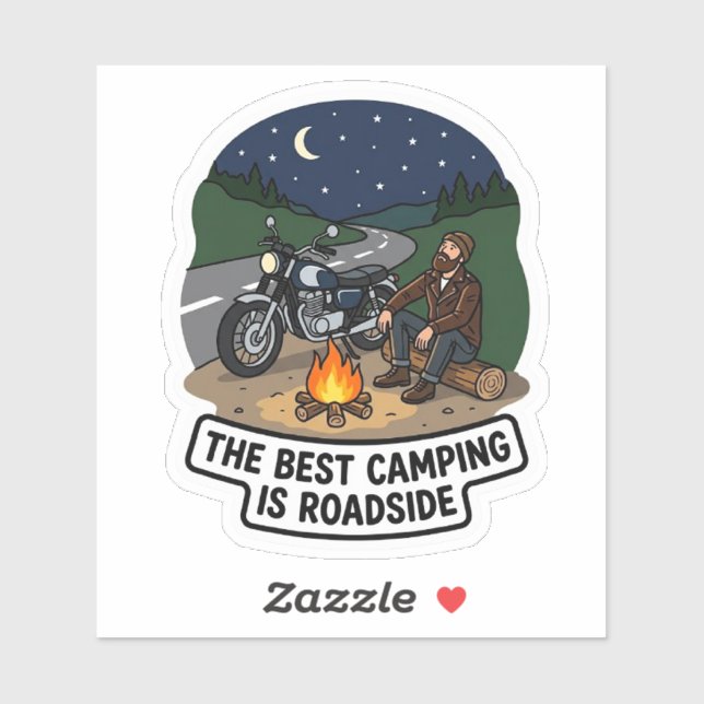 Best Camping Is Roadside Biker Motorcycle Vinyl (Sheet)