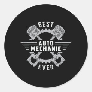 Best Car Mechanic Engine Mechanics Funny Gift Classic Round Sticker