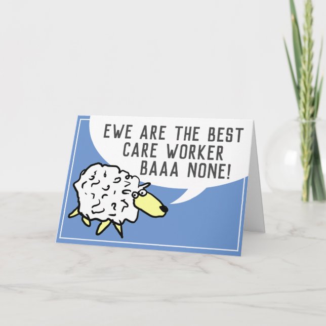 Best Care Worker Bar None - Sheep Pun Card (Front)