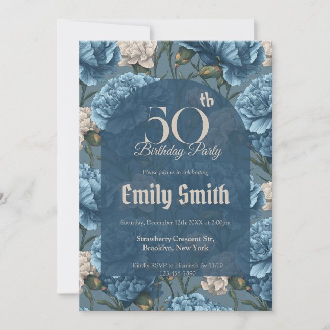 Best Carnation Inspired Beach Party Invitation (Front)