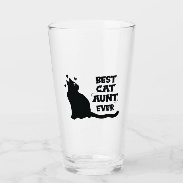 Best Cat Aunt Ever Cat Lover Glass (Front)