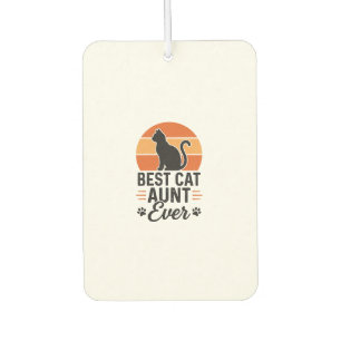 Best Cat Aunt Ever Vintage Sunset Cat Shirt Design Air Freshener