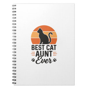 Best Cat Aunt Ever Vintage Sunset Cat Shirt Design Notebook