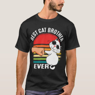 Best Cat Brother Ever Retro Kitty Fist Bump T-Shirt