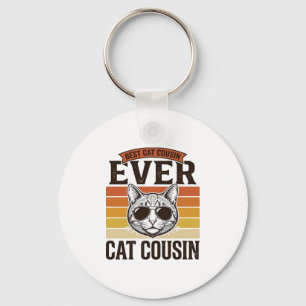 Best Cat Cousin Ever Vintage Cat Shirt Design_1 Keychain