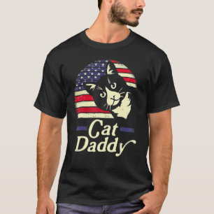 Best Cat Dad 4th Of July Fathers Day Men Daddy Pap T-Shirt