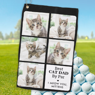 Best CAT DAD By Par - Personalized 5 Photo Collage Golf Towel