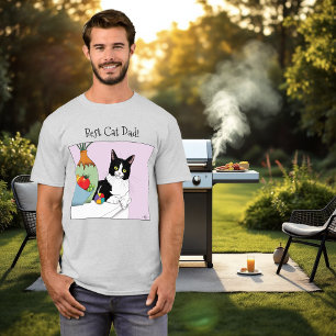 Best Cat Dad Cute Tuxedo Cat Father's Day T-Shirt