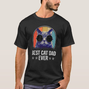 Best Cat Dad Ever 80s 90S Style Cat Retro Cat Sung T-Shirt