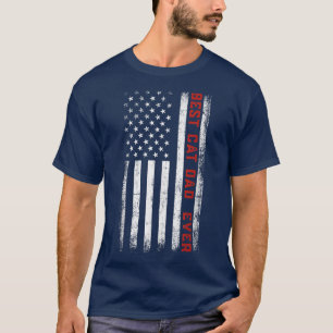 Best Cat Dad Ever American Flag Cat Dad Father's D T-Shirt