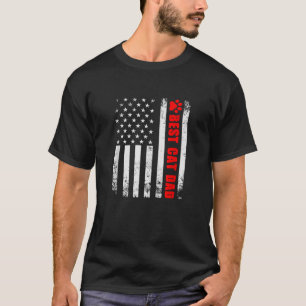 Best Cat Dad Ever American Flag USA Patriotic Fun  T-Shirt