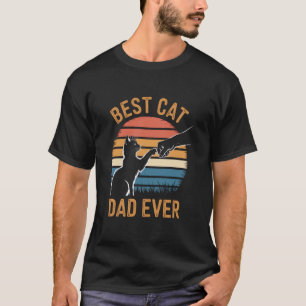 Best Cat Dad Ever Bump Fist Cat Daddy Funny Retro  T-Shirt
